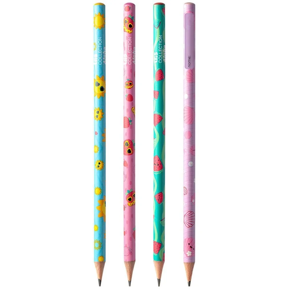 LAPIS PRETO REDONDO DECORADO TRIS COLLECTION ALOHA 4MOD. SUMMIT (POTE-48) - imagem 4