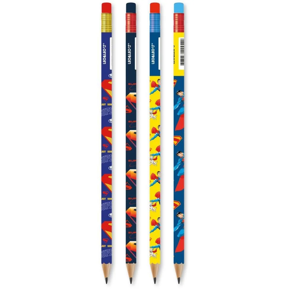 LAPIS PRETO REDONDO DECORADO SUPERMAN HB C/BORRACHA (S) LEONORA (POTE-72) - imagem 3