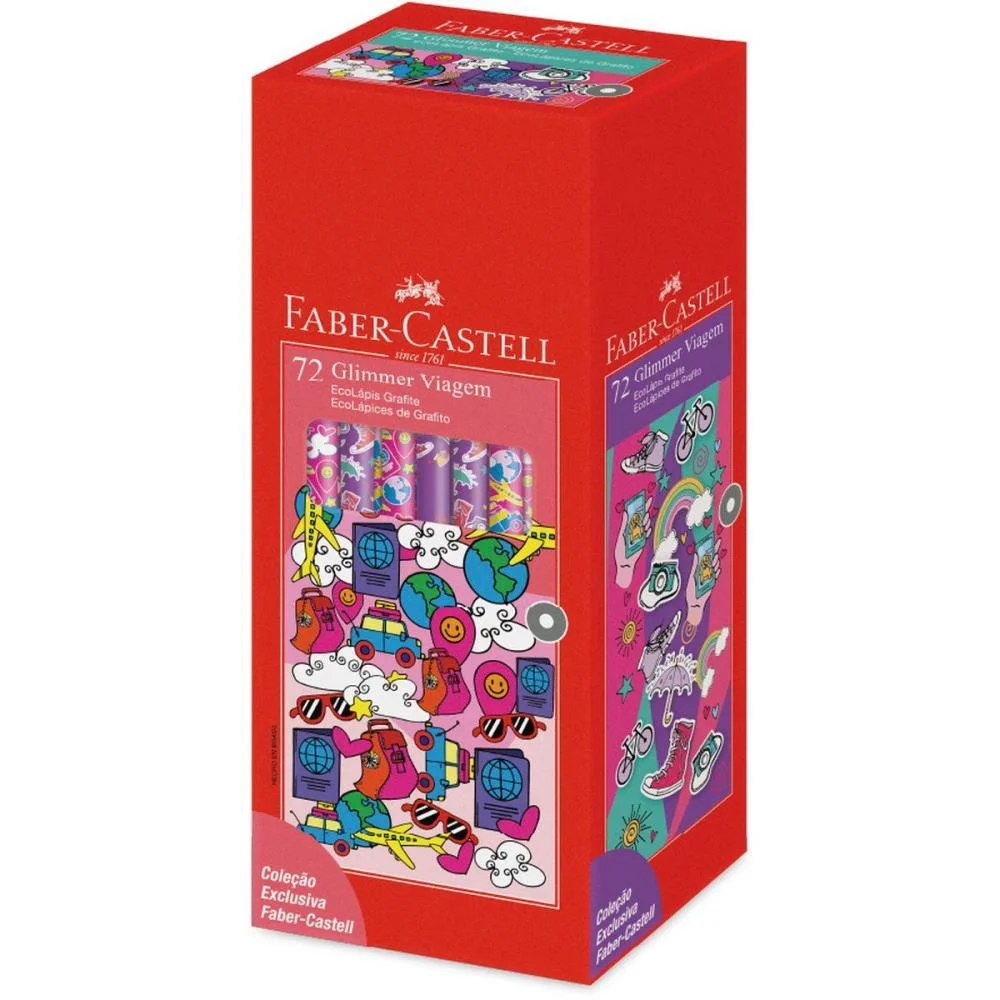 LAPIS PRETO REDONDO DECORADO GLIMMER VIAGEM 2 MODELOS FABER-CASTELL (CX.C/72) - imagem 2