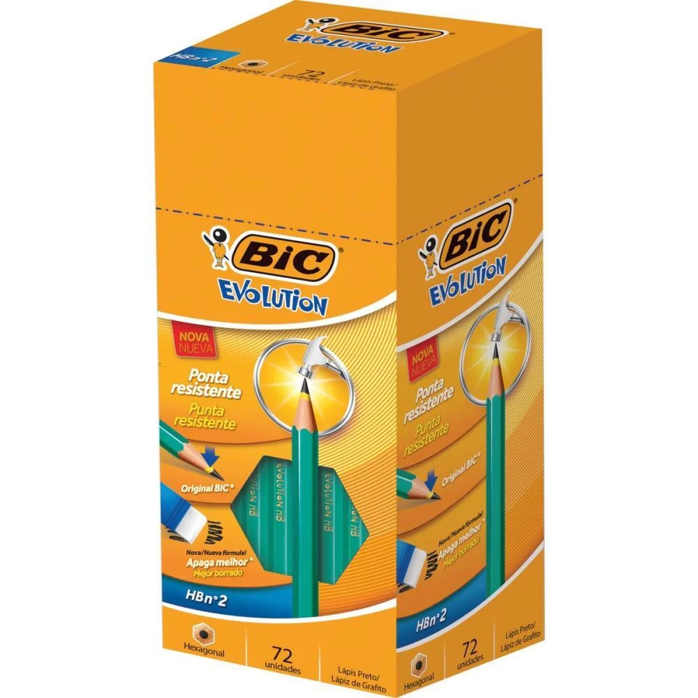 LAPIS PRETO SEXTAVADO EVOLUTION 2HB S/BORRACHA BIC (CX.C/72) - imagem 3