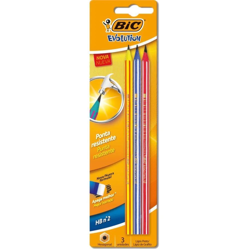 LAPIS PRETO SEXTAVADO EVOLUTION PIJAMA HB COLOR BIC (BL.C/03) - imagem 3