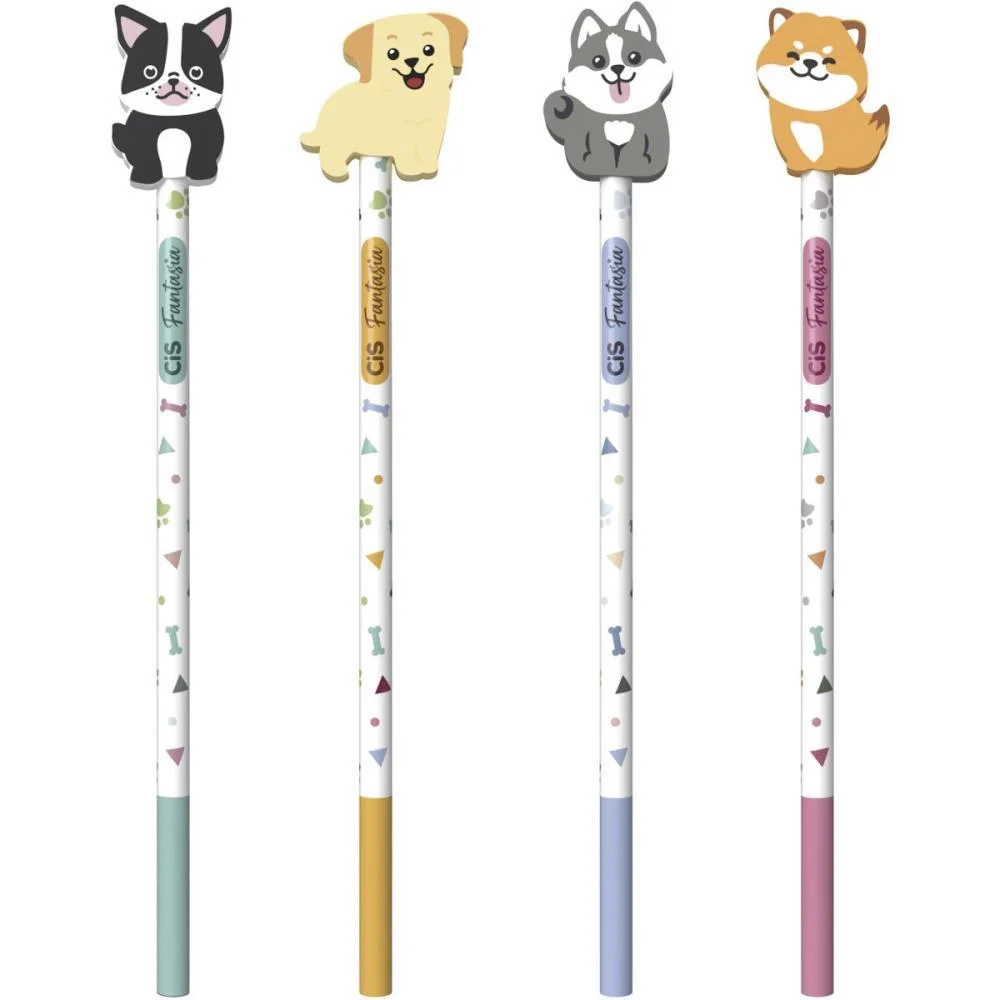 LAPIS PRETO REDONDO DECORADO CIS BORRACHA PETS 4 MOD. (S) SERTIC (POTE-24) - imagem 4