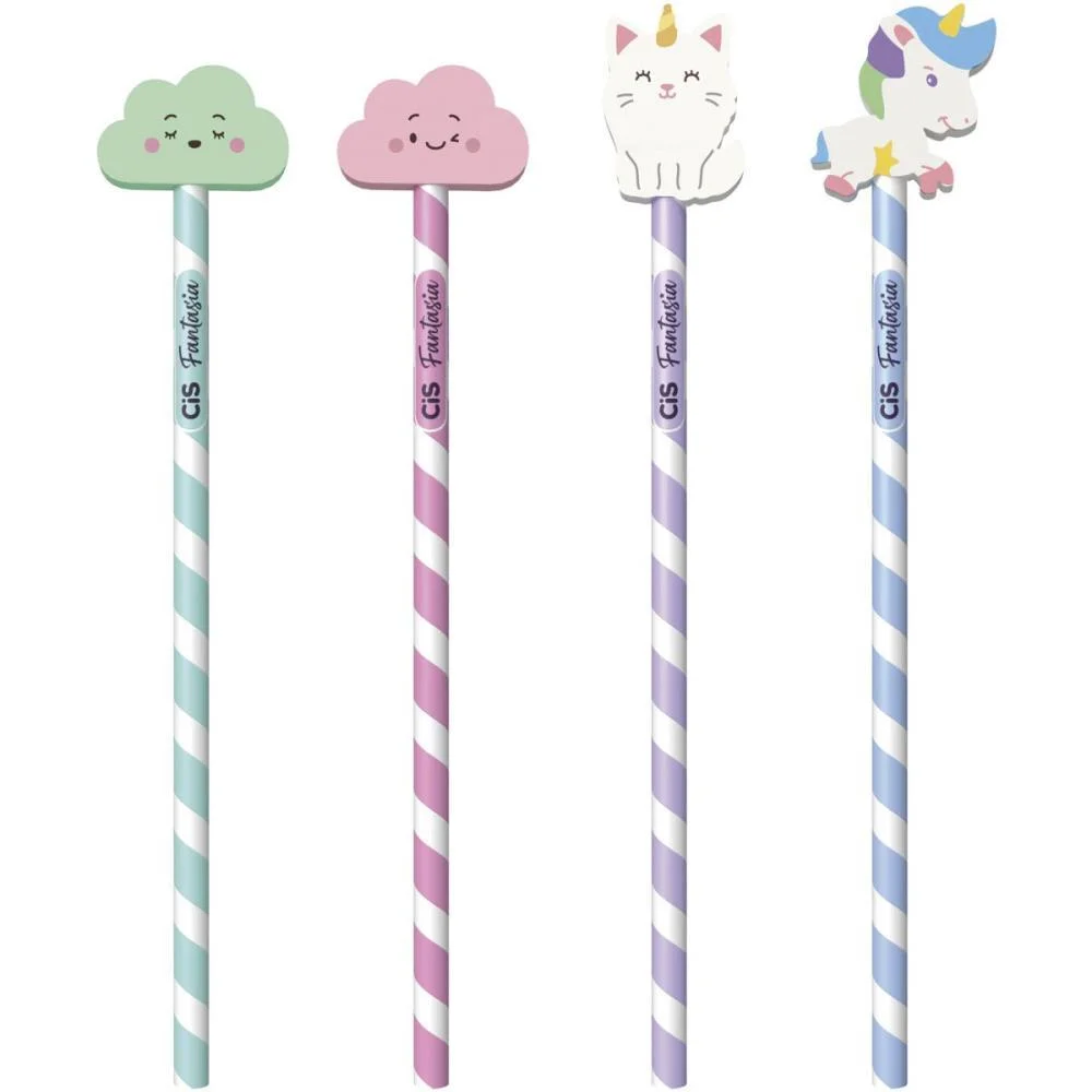 LAPIS PRETO REDONDO DECORADO CIS MUNDO DOS SONHOS 4 MOD (S) SERTIC (POTE-24) - imagem 4