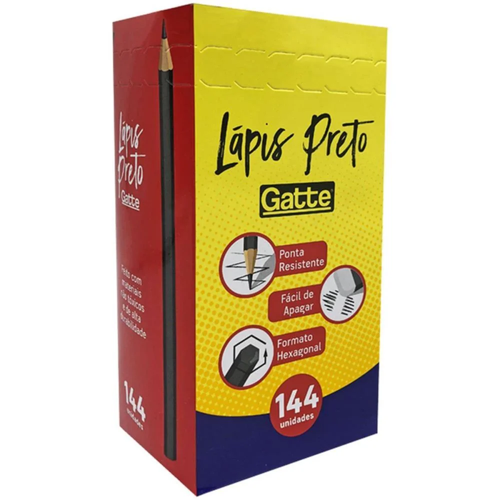 LAPIS PRETO SEXTAVADO GRAFITE HB MAKE+ (CX.C/144) - imagem 3