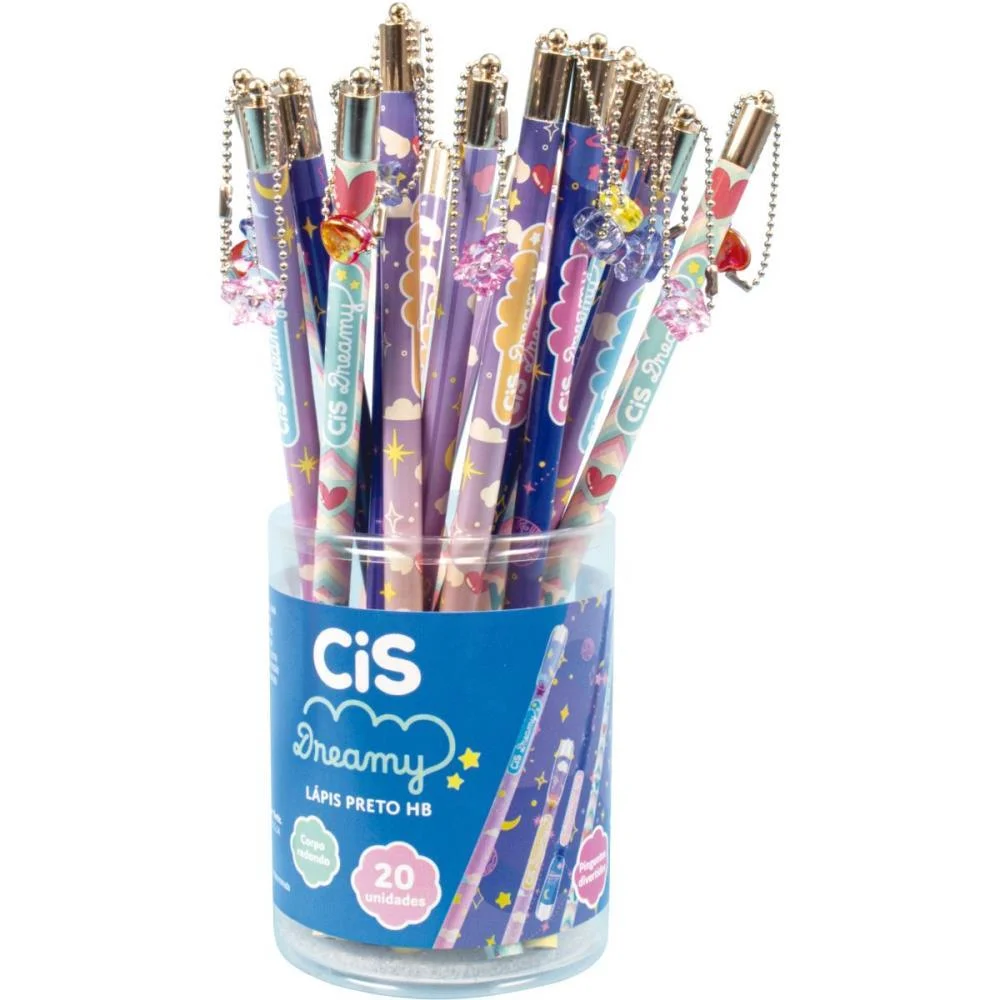 LAPIS PRETO REDONDO DECORADO CIS DREAMY C/PINGENTE 4 MOD (S SERTIC (POTE-20) - imagem 6