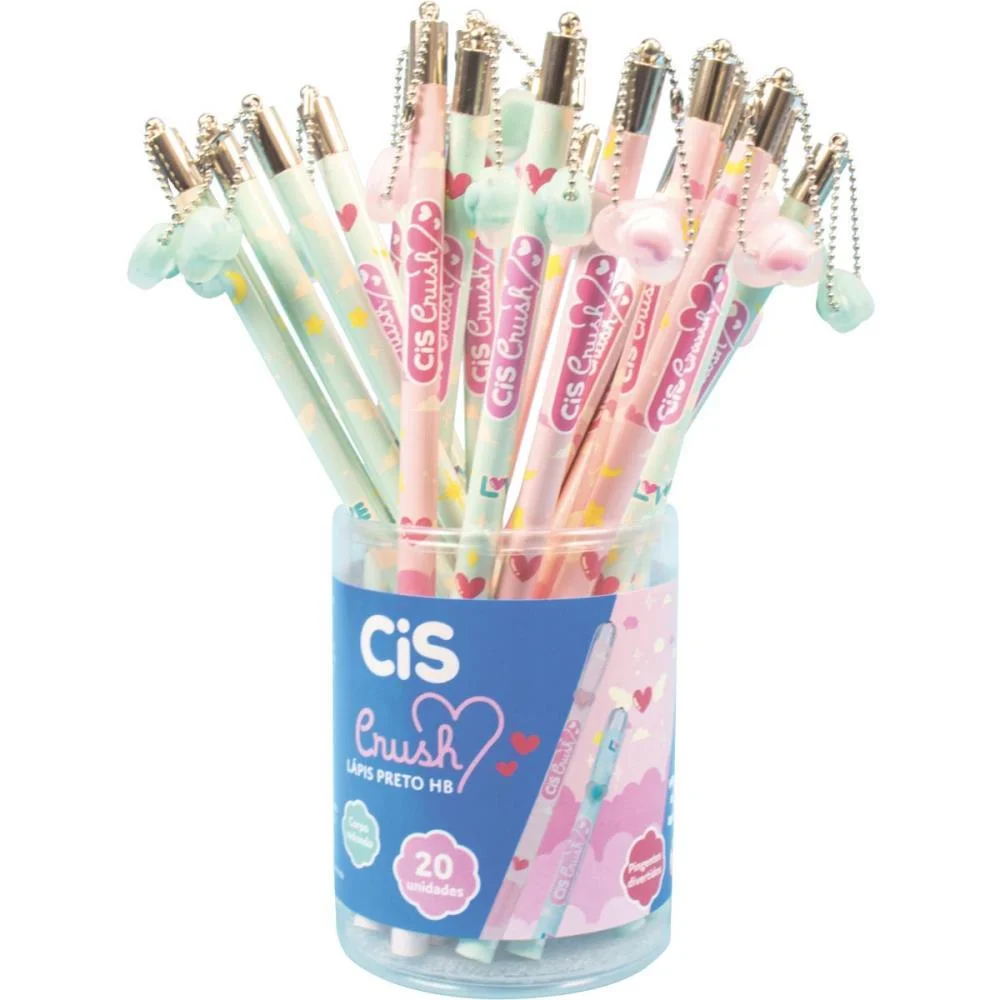 LAPIS PRETO REDONDO DECORADO CIS CRUSH C/PINGENTE 2 MOD (S) SERTIC (POTE-20) - imagem 5