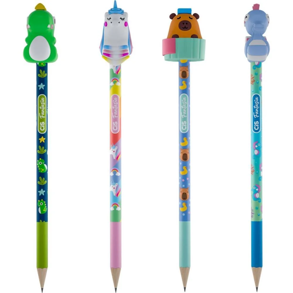 LAPIS PRETO REDONDO DECORADO CIS FANTASIA BICHINHOS 4MOD (S SERTIC (POTE-24) - imagem 2