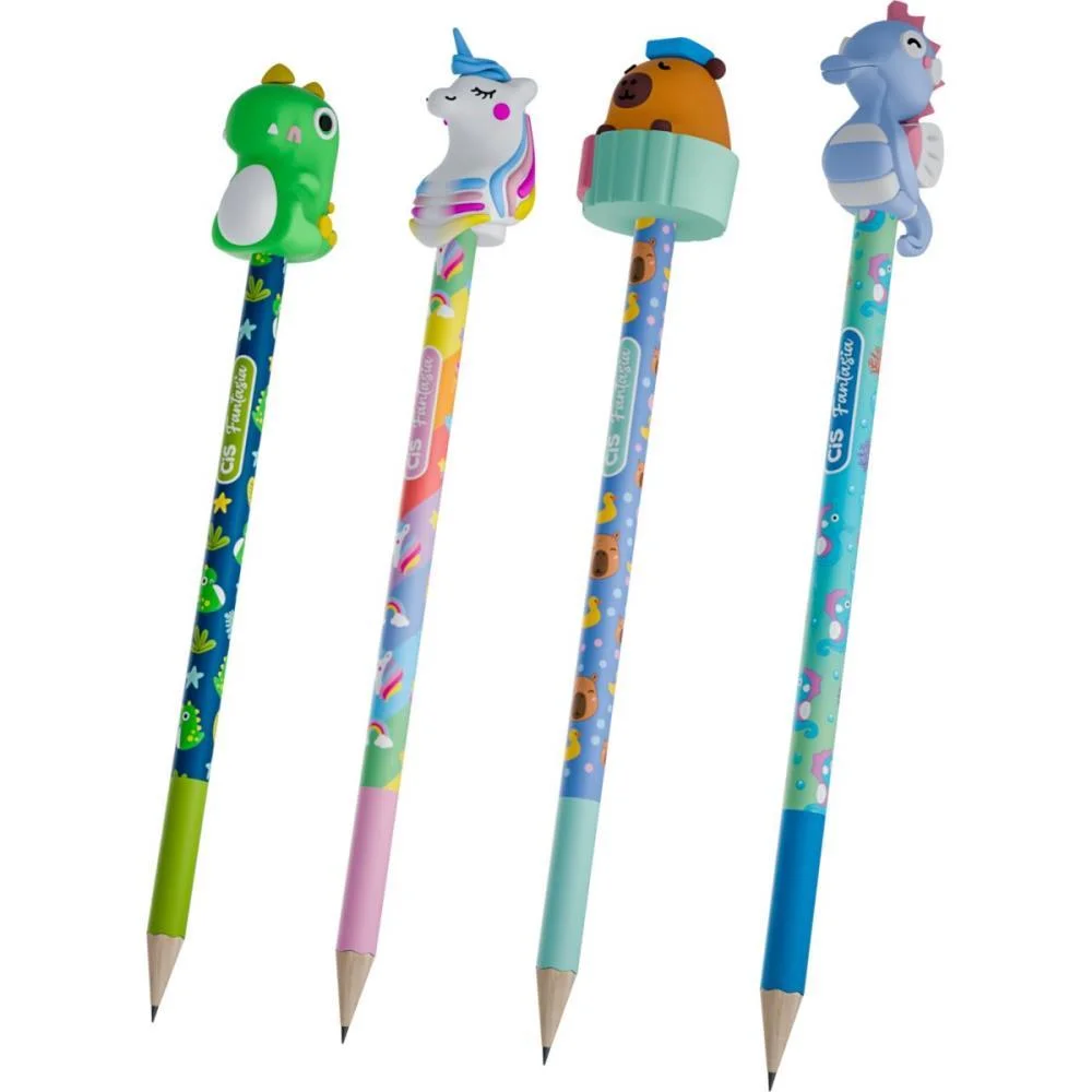 LAPIS PRETO REDONDO DECORADO CIS FANTASIA BICHINHOS 4MOD (S SERTIC (POTE-24) - imagem 4