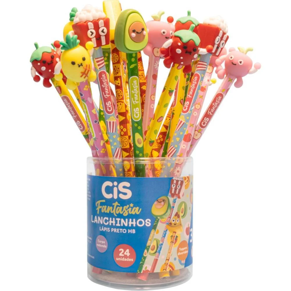 LAPIS PRETO REDONDO DECORADO CIS FANTASIA LANCHINHOS 6MOD(S SERTIC (POTE-24) - imagem 3