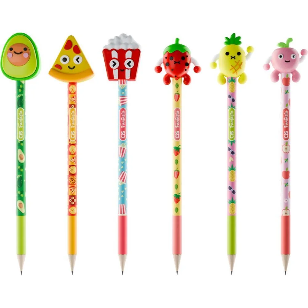 LAPIS PRETO REDONDO DECORADO CIS FANTASIA LANCHINHOS 6MOD(S SERTIC (POTE-24) - imagem 4