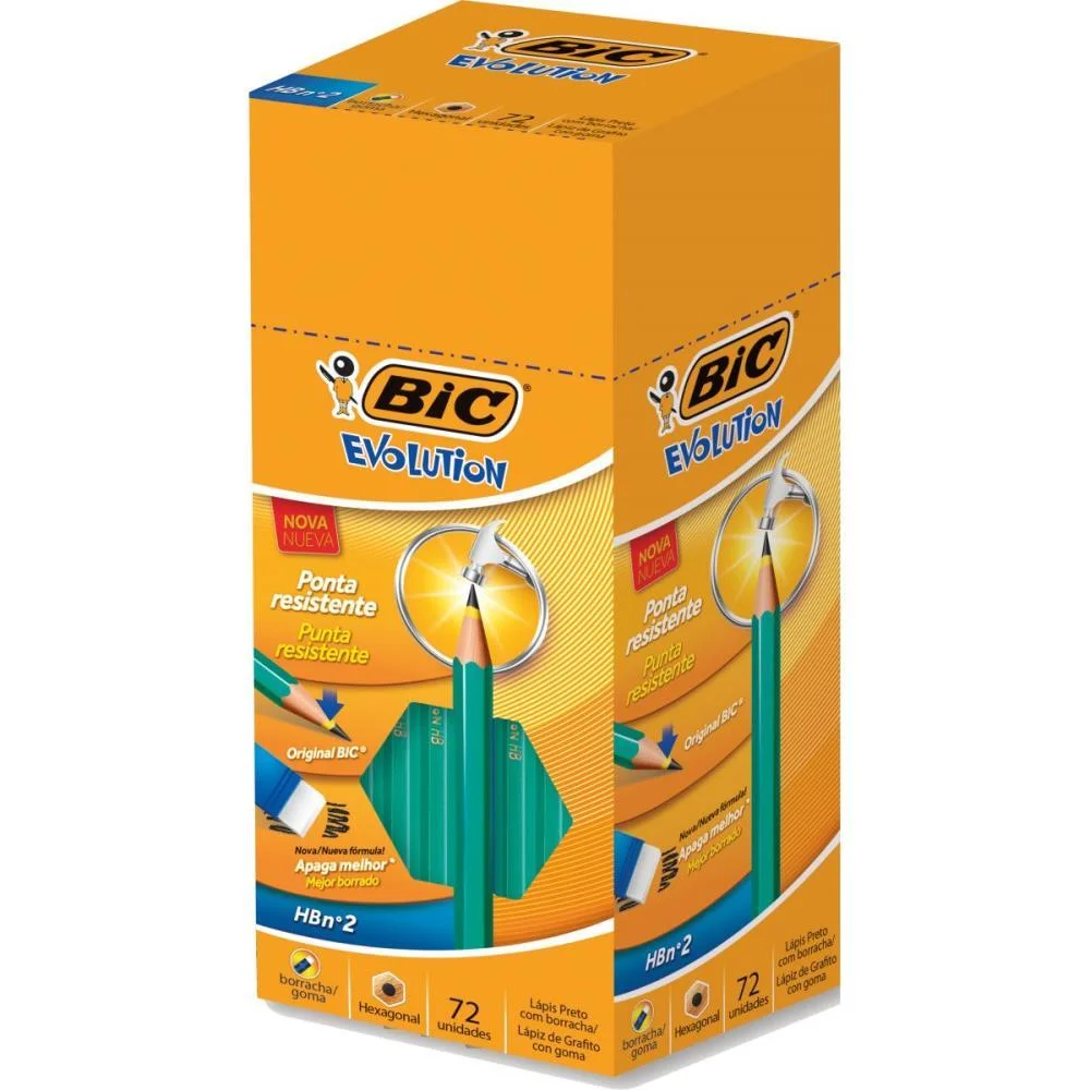 LAPIS PRETO SEXTAVADO EVOLUTION 2HB C/BORRACHA BIC (CX.C/72) - imagem 2