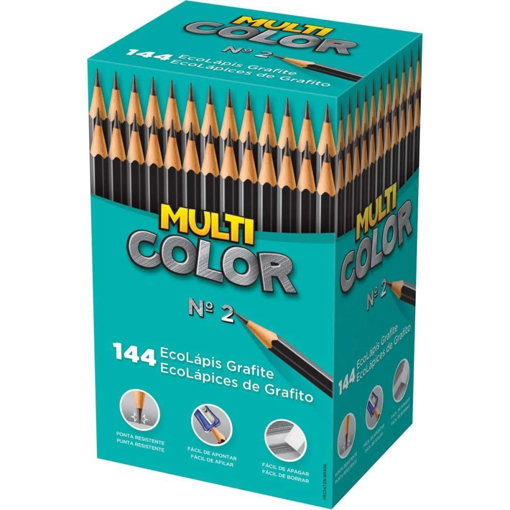 LAPIS PRETO SEXTAVADO MULTICOLOR SUPER ECO N.2 FABER-CASTELL (CX-144) - imagem 2