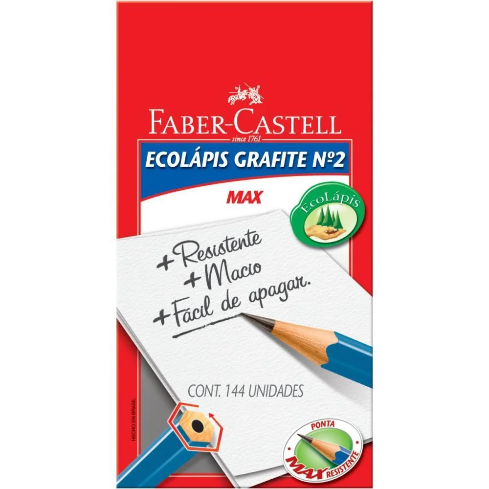 LAPIS PRETO SEXTAVADO ECOLAPIS PRESTO S/BORRACHA FABER-CASTELL (CX.C/144) - imagem 3