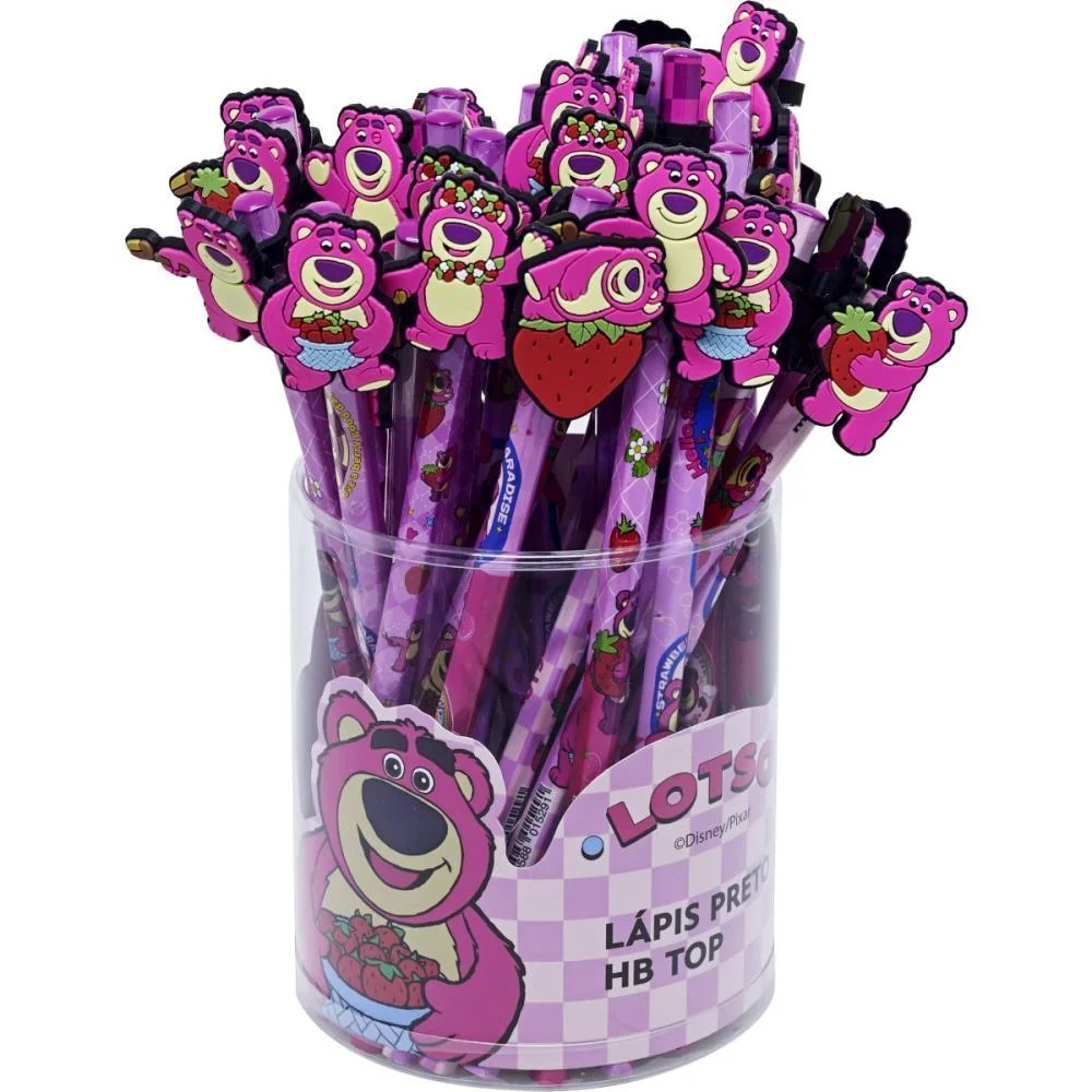 LAPIS PRETO SEXTAVADO DECORADO LOTSO TOP C/BORRACHA MOLIN (POTE-36) - imagem 3