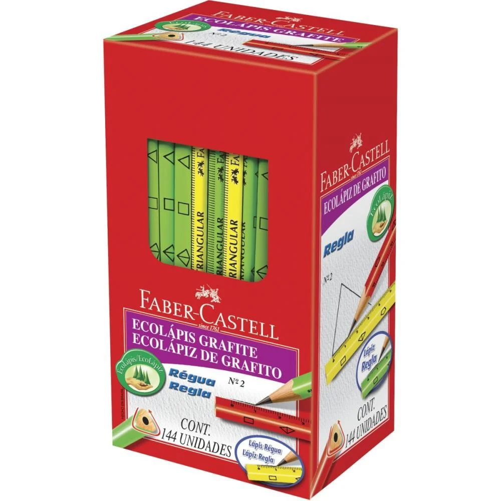 LAPIS PRETO TRIANGULAR ECOLAPIS REGUA SORTIDOS FABER-CASTELL (CX.C/144) - imagem 2