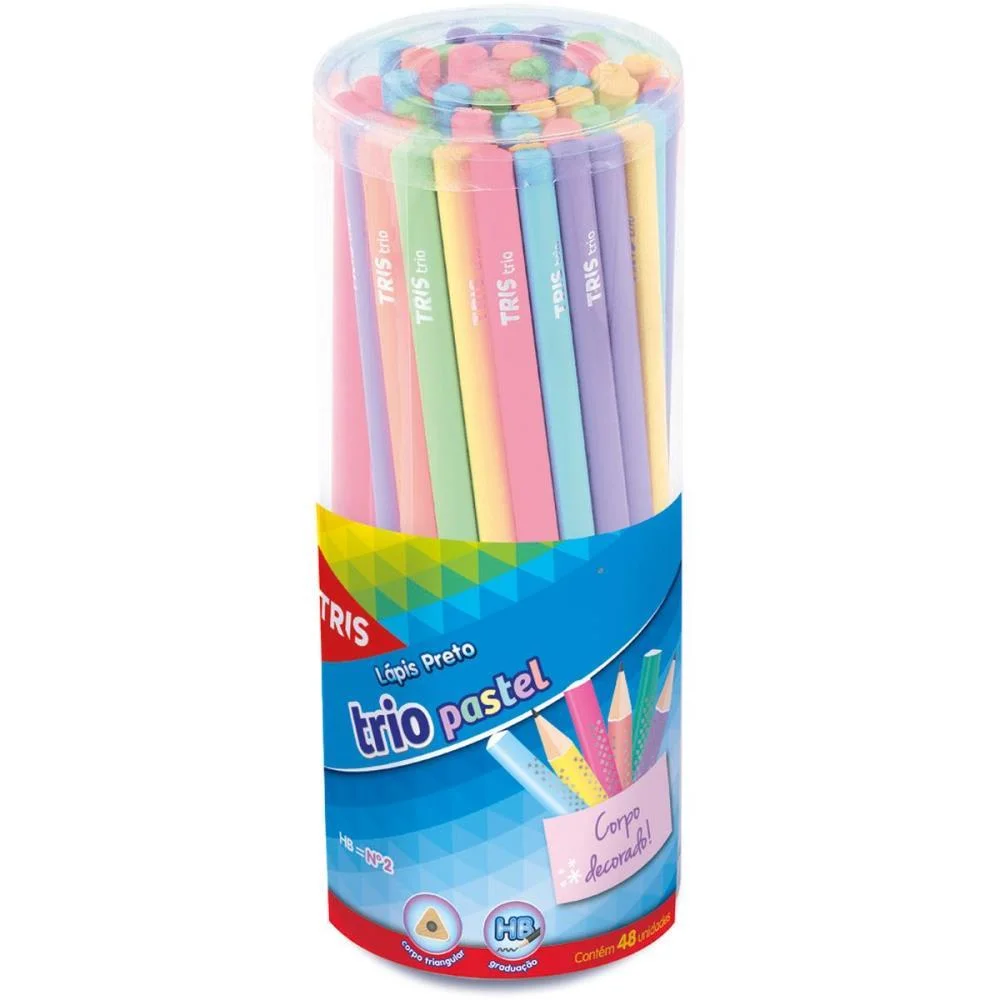 LAPIS PRETO TRIANGULAR TRIS TRIO PASTEL SUMMIT (POTE-48) - imagem 2