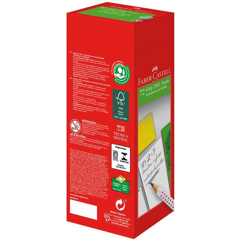 LAPIS PRETO TRIANGULAR ECOLAPIS GRIP 2001 NEON FABER-CASTELL (CX.C/72) - imagem 5
