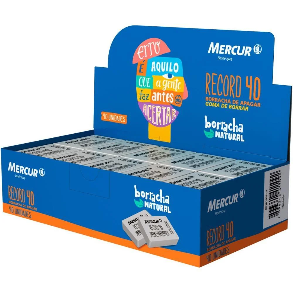 BORRACHA BRANCA 40 RECORD BRANCA MERCUR (CX.C/40) - imagem 3