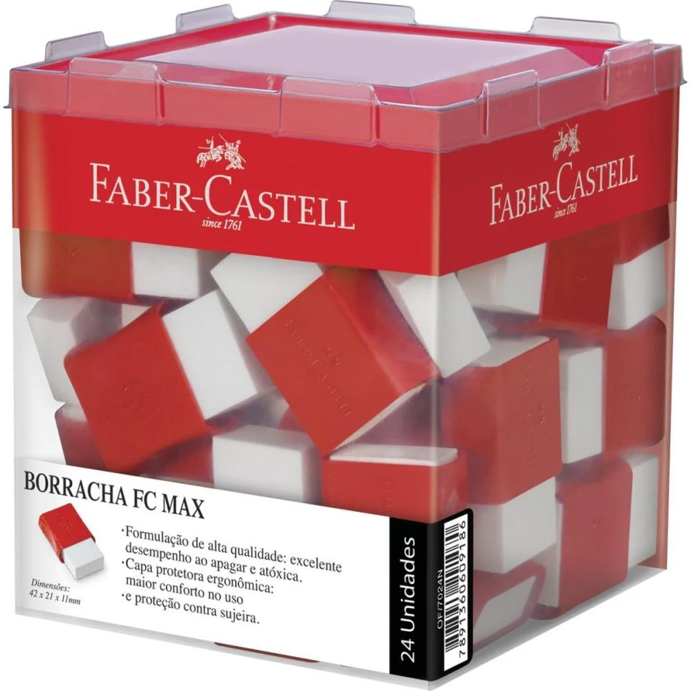 BORRACHA BRANCA FC MAX PEQUENA PLASTICA VERMEL FABER-CASTELL (DP.C/24) - imagem 3
