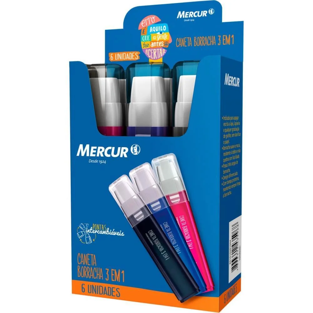 BORRACHA CANETA BRANCA EXECUTIVA C/3 REFIS MERCUR (CT.C/06) - imagem 2