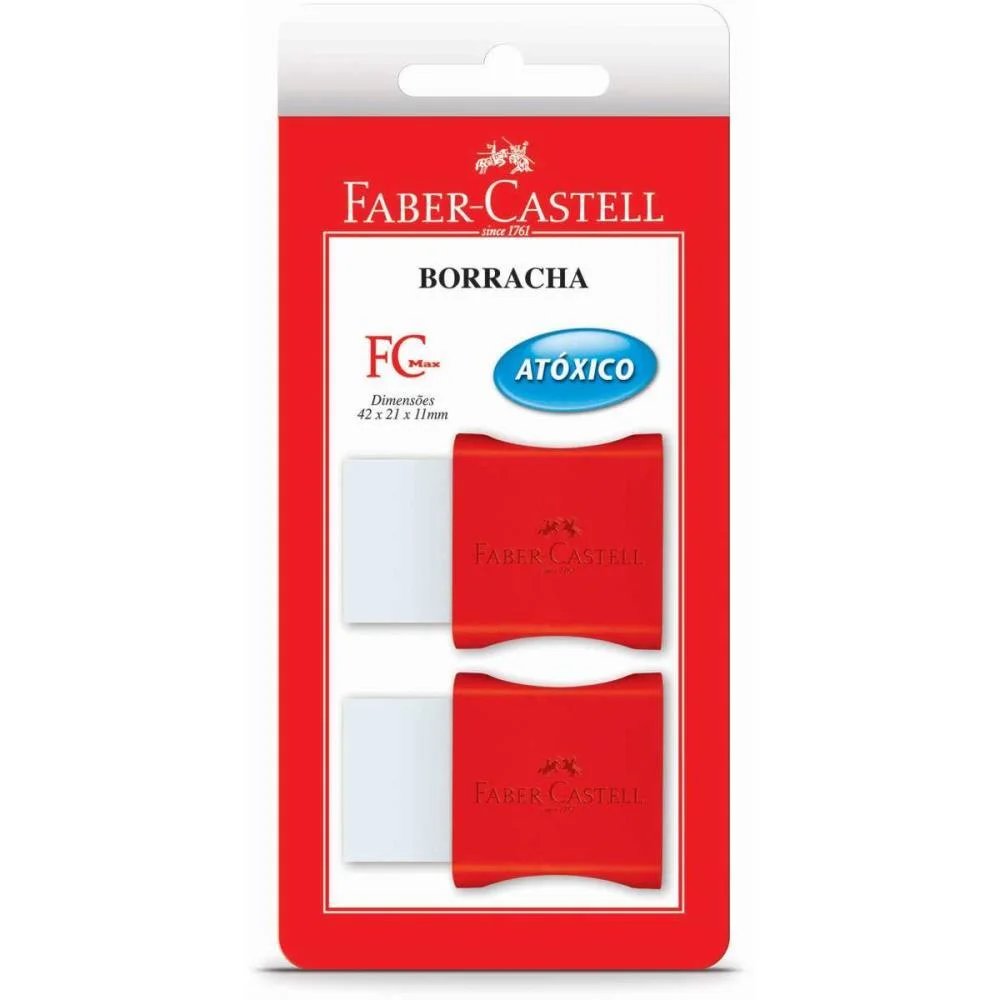 BORRACHA BRANCA FC MAX PEQUENA PLASTICA VERMEL FABER-CASTELL (BL.C/02) - imagem 3