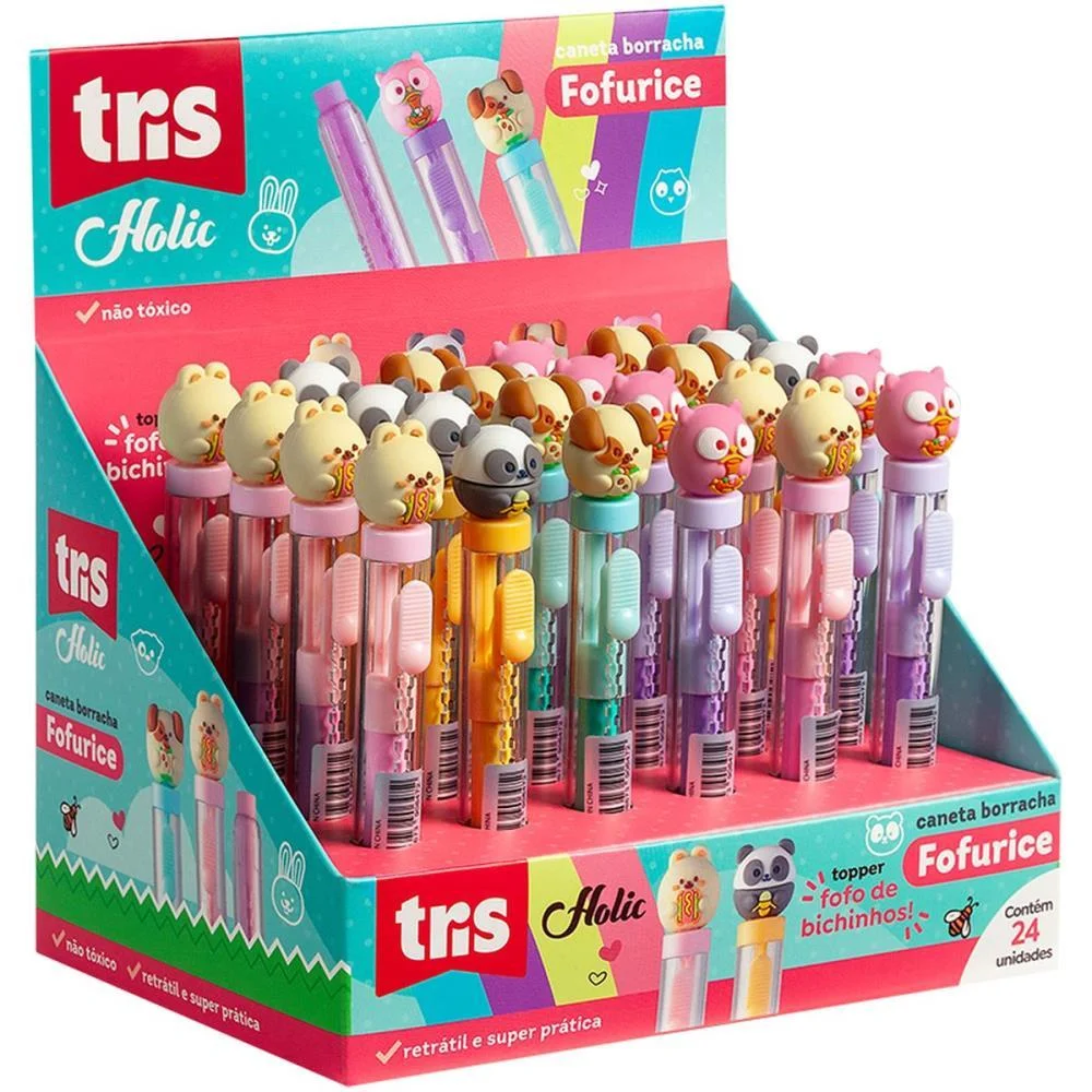 BORRACHA CANETA TRIS FOFURICES RETRATIL 4CORES SUMMIT (DP.C/24) - imagem 2