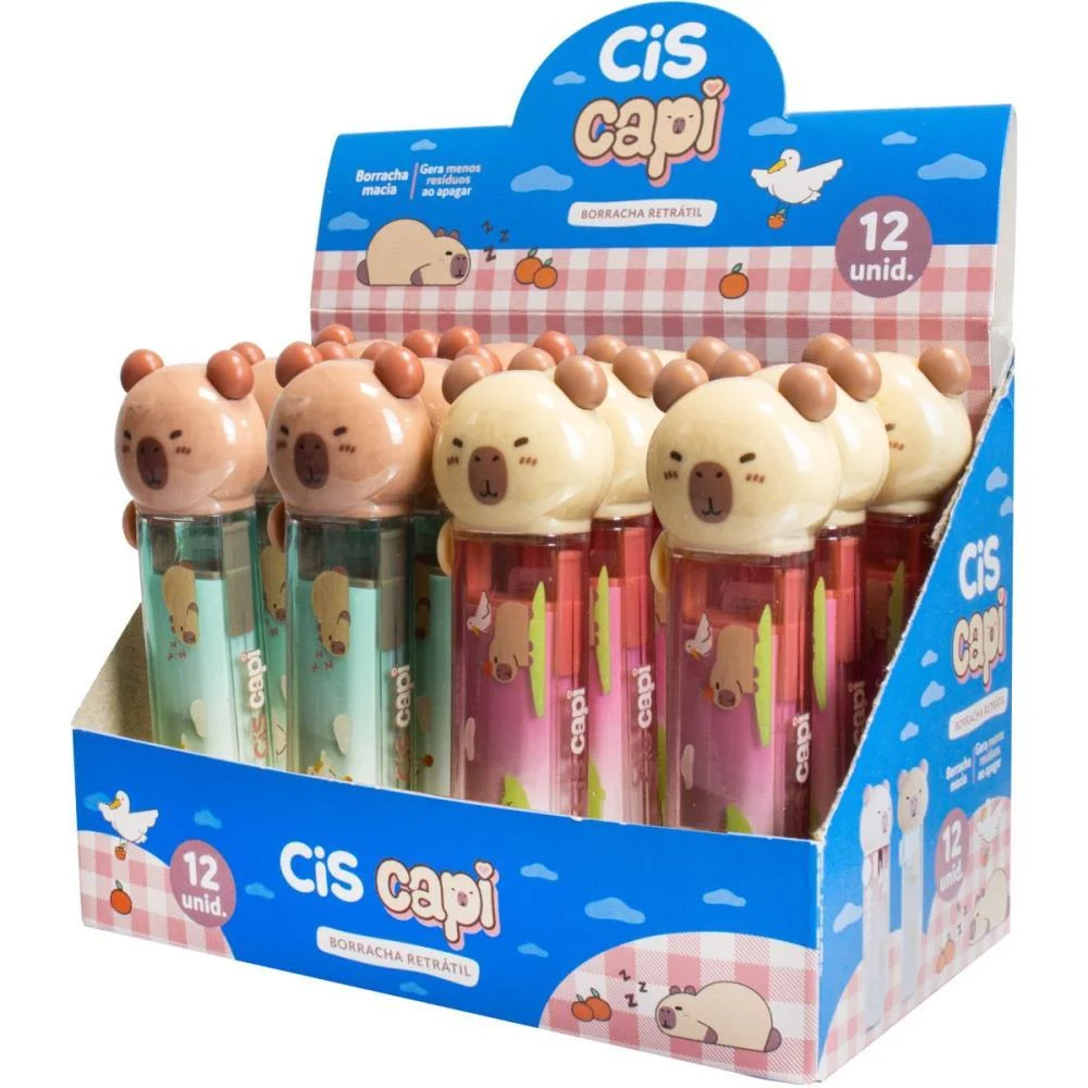 BORRACHA CANETA CAPIVARA RETRATIL SORTIDO SERTIC (DP.C/12) - imagem 4