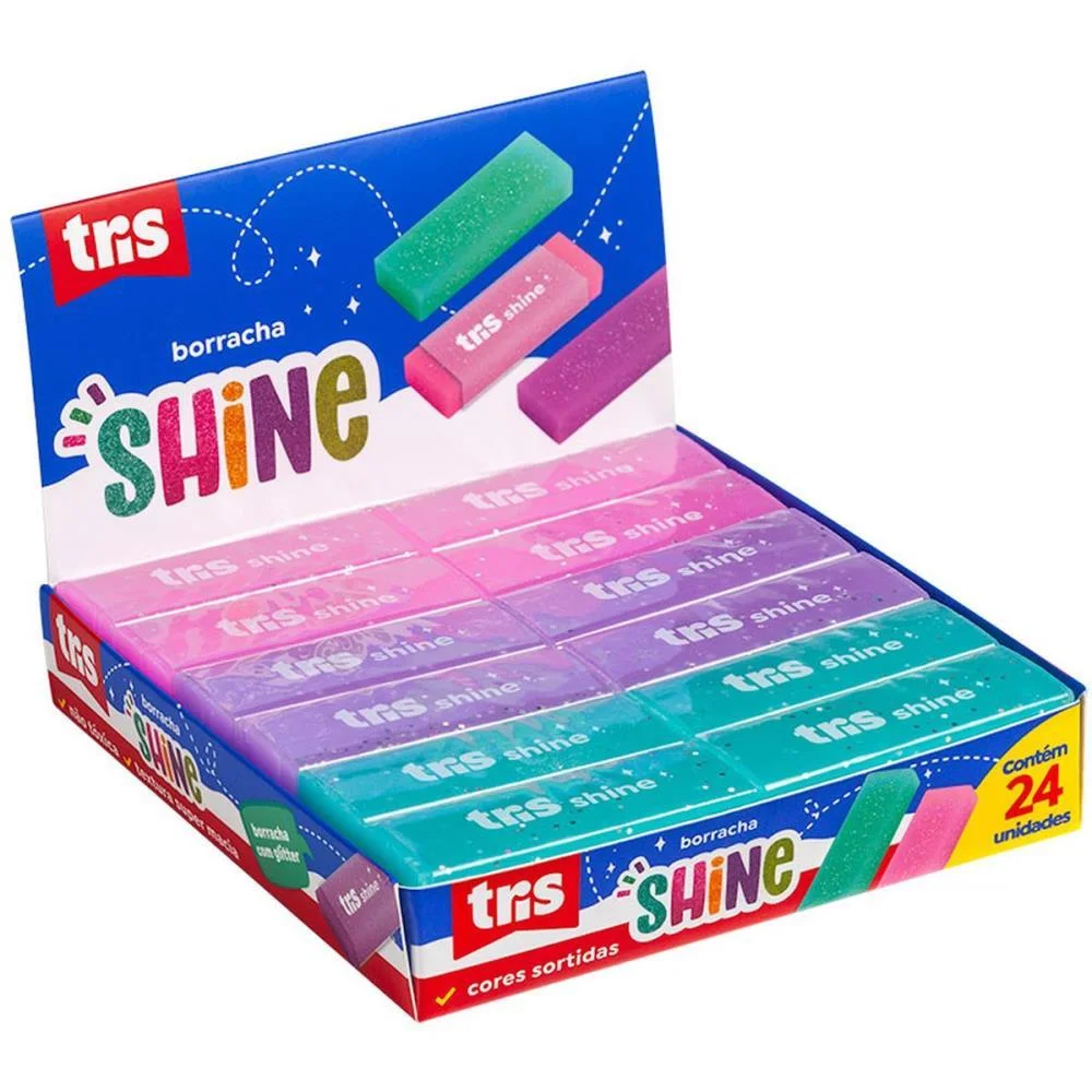 BORRACHA COLORIDA TRIS SHINE GLITTER 3CORES SUMMIT (DP.C/24) - imagem 2