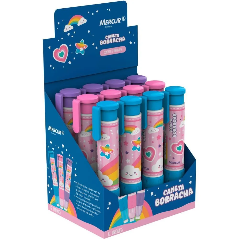 BORRACHA CANETA CORES MAGICAS SORTIDO MERCUR (CX.C/12) - imagem 2
