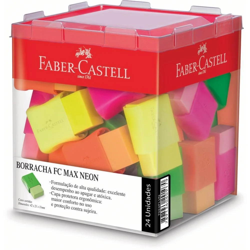BORRACHA COLORIDA FC MAX NEON 4 CORES FABER-CASTELL (DP.C/24) - imagem 2