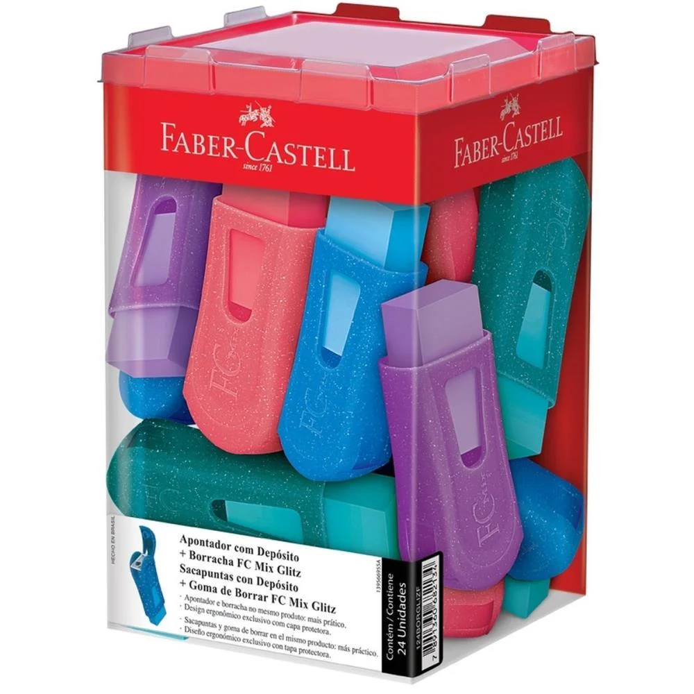BORRACHA COLORIDA MIX GLITZ C/APONTADOR (S) FABER-CASTELL (DP.C/24) - imagem 2