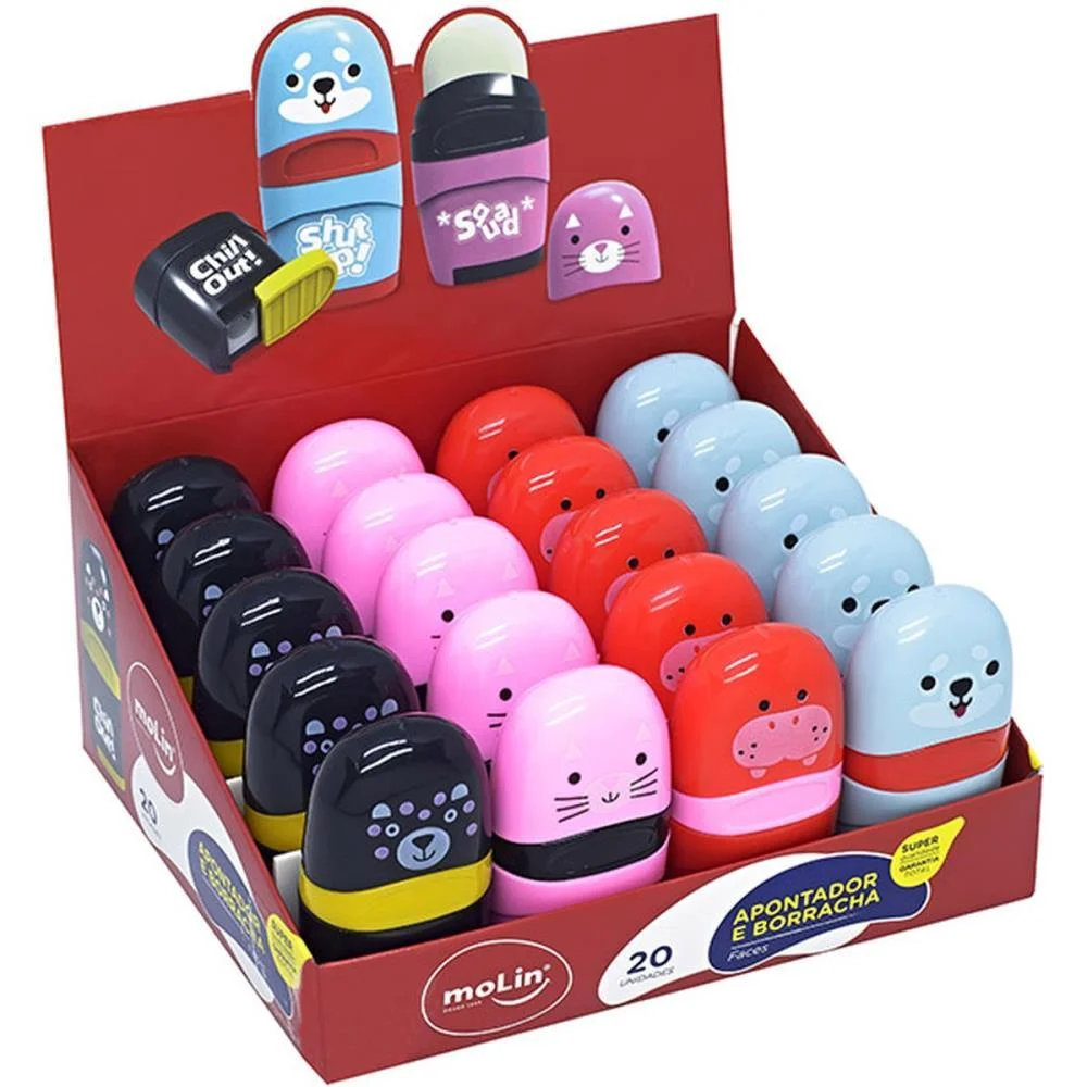 BORRACHA COLORIDA FACES 4 CORES COM APONTADOR MOLIN (DP.C/20) - imagem 3