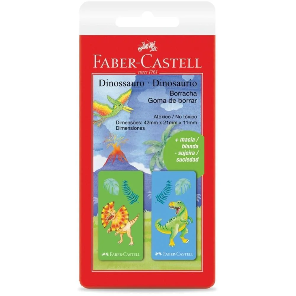 BORRACHA COLORIDA DINOSSAURO 2 MODELOS CARTELA FABER-CASTELL (CX.C/24) - imagem 2