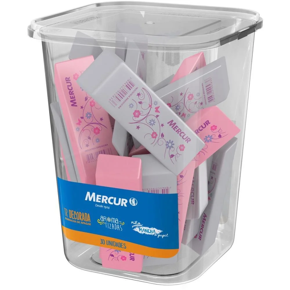 BORRACHA DECORADA TR ROSA/BRANCA MERCUR (POTE-30) - imagem 2