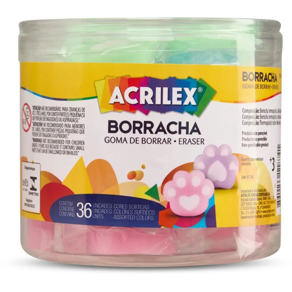 BORRACHA DECORADA PATA DE GATO SORTIDA ACRILEX (POTE-36) - imagem 2