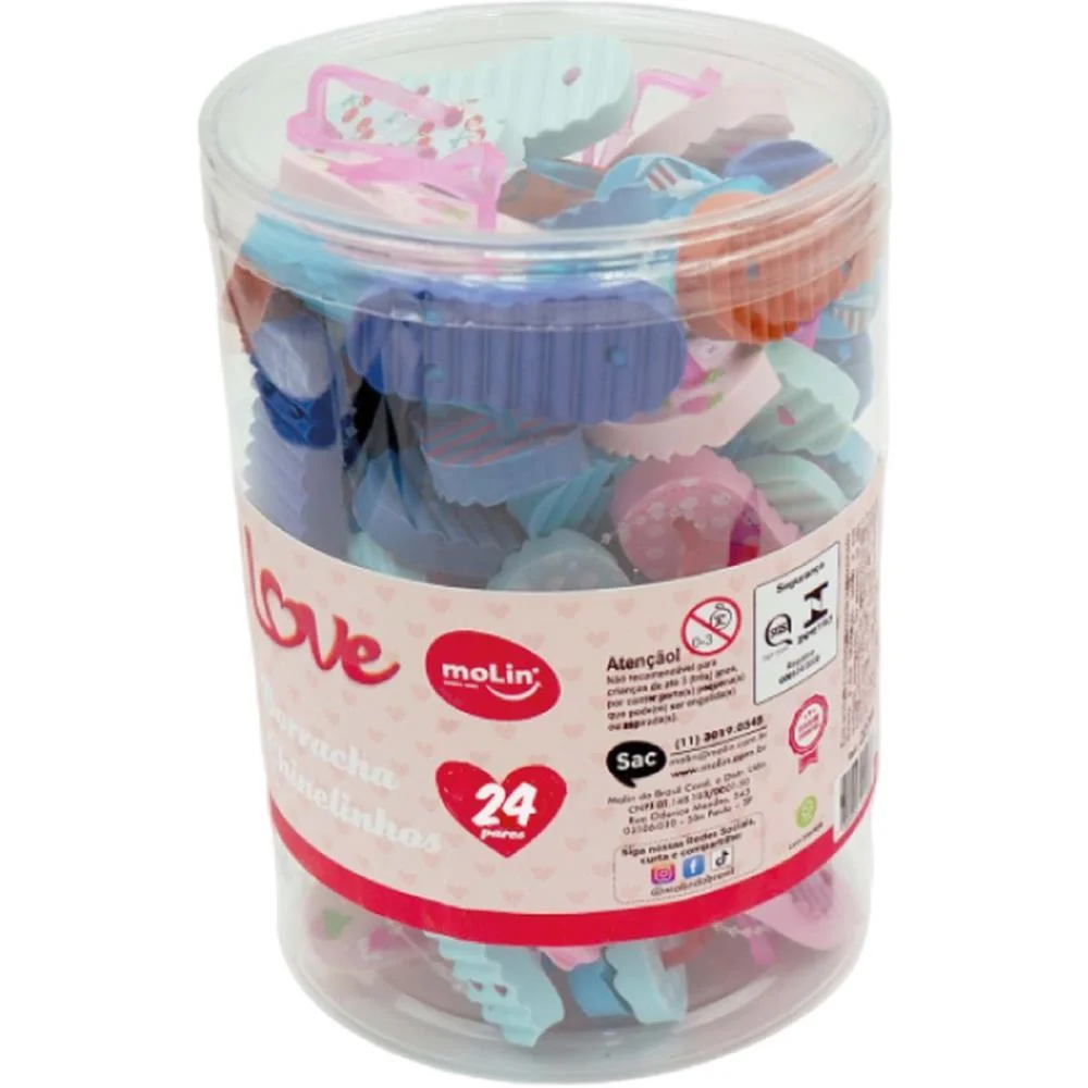 BORRACHA DECORADA LOVE CHINELINHOS 4MODELOS MOLIN (DP.C/24) - imagem 2