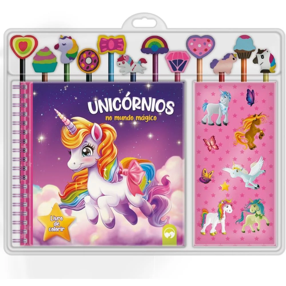 LIVRO BRINQUEDO ILUSTRADO KIT LAPIS+BORRACHA UNICORNIOS VALE DAS LETRAS (UNIDADE) - imagem 2