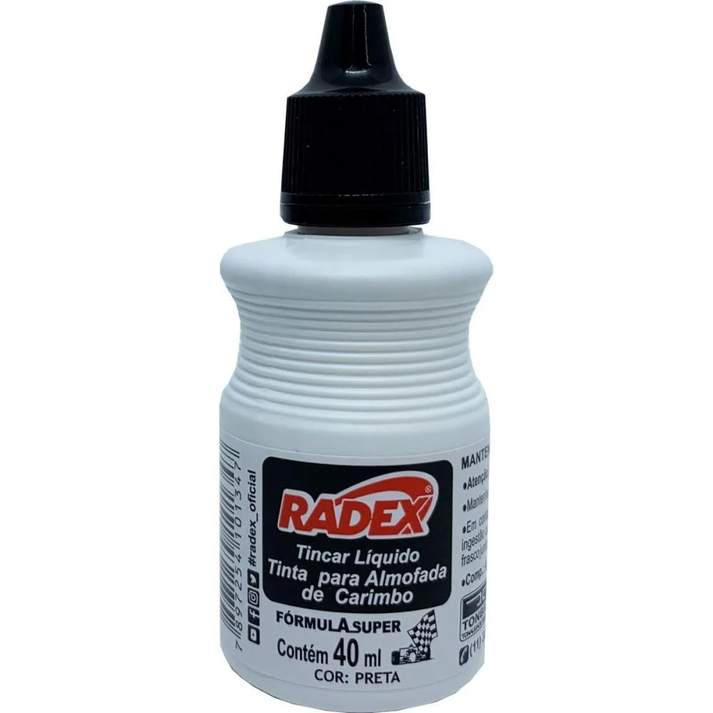 TINTA PARA CARIMBO 40ML PRETA RADEX (CX.C/12) - imagem 2
