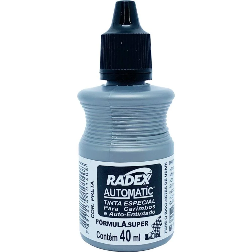 TINTA PARA CARIMBO 40ML PRETA AUTOMATICO RADEX (CX.C/12) - imagem 2