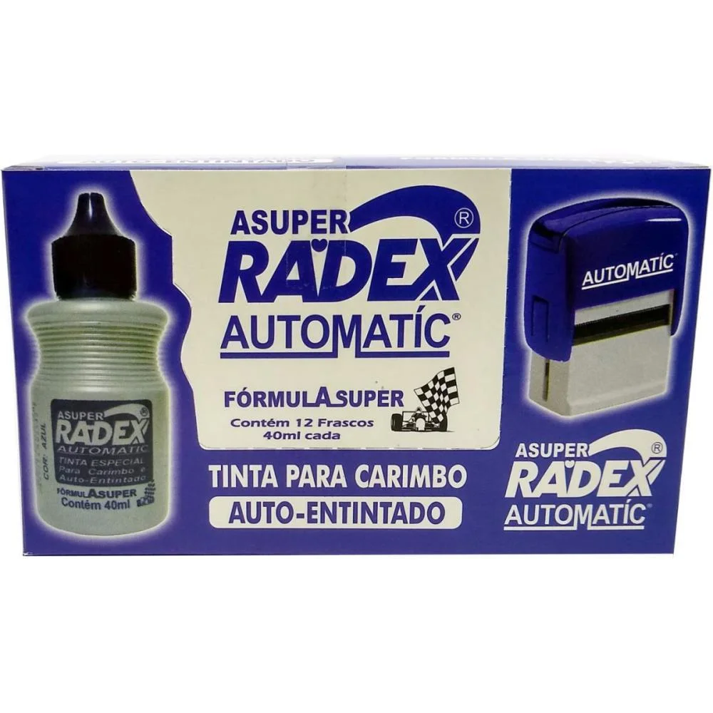 TINTA PARA CARIMBO 40ML AZUL AUTOMATICO RADEX (CX.C/12) - imagem 4