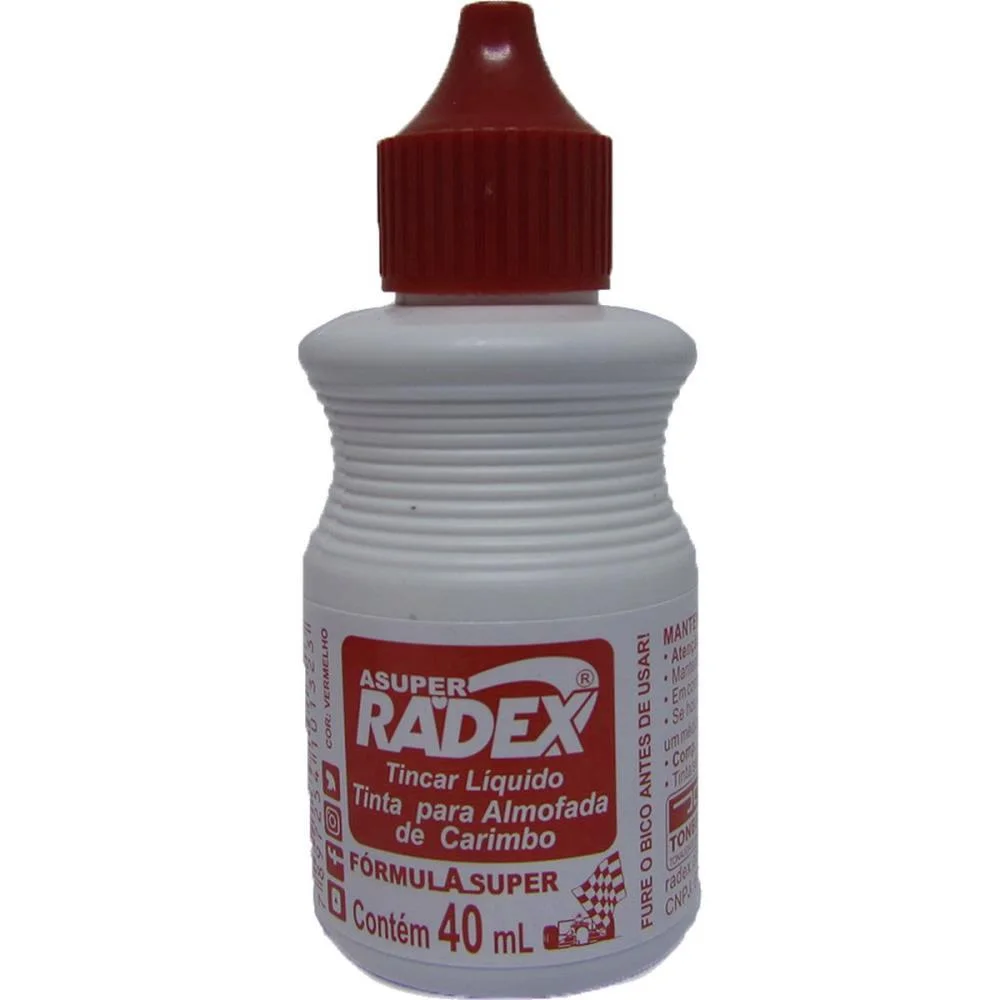 TINTA PARA CARIMBO 40ML VERMELHA RADEX (CX.C/12) - imagem 2
