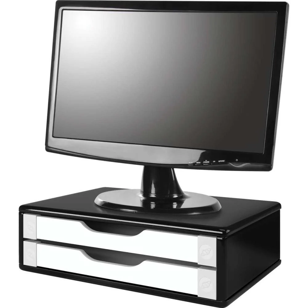 SUPORTE PARA MONITOR 2GAVETAS 39X26X12 MDF PT/BC SOUZA (UNIDADE) - imagem 3