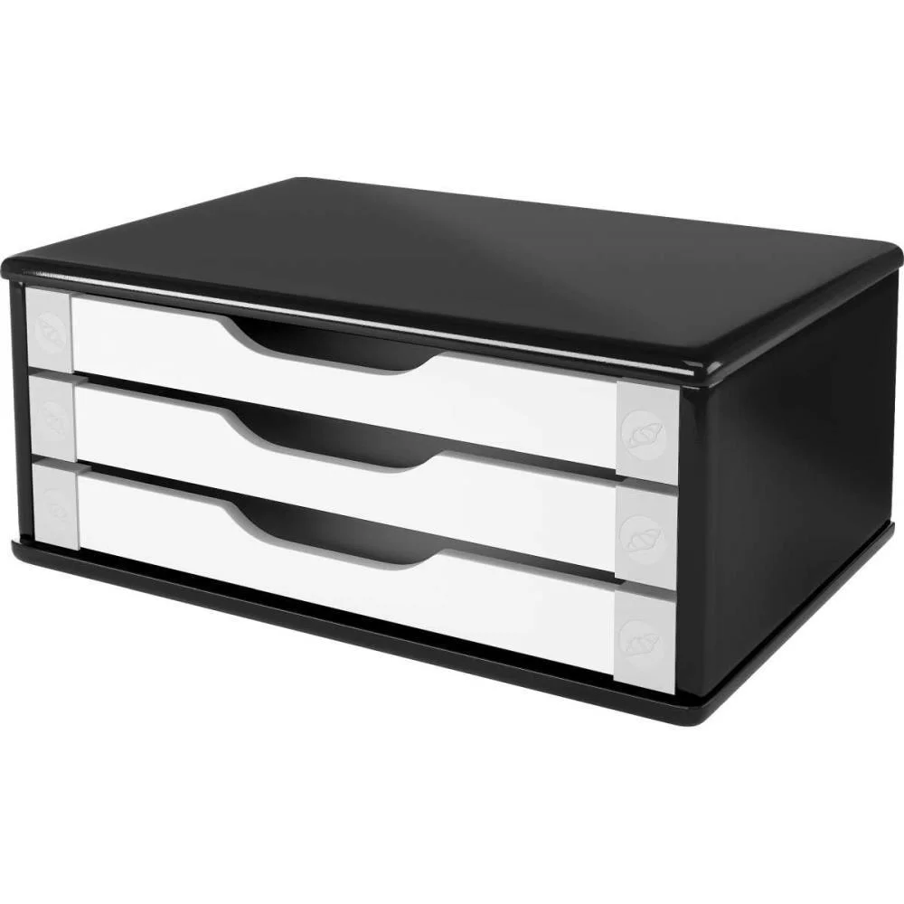 SUPORTE PARA MONITOR 3GAVETAS 39X26X16 MDF PT/BC SOUZA (UNIDADE) - imagem 4