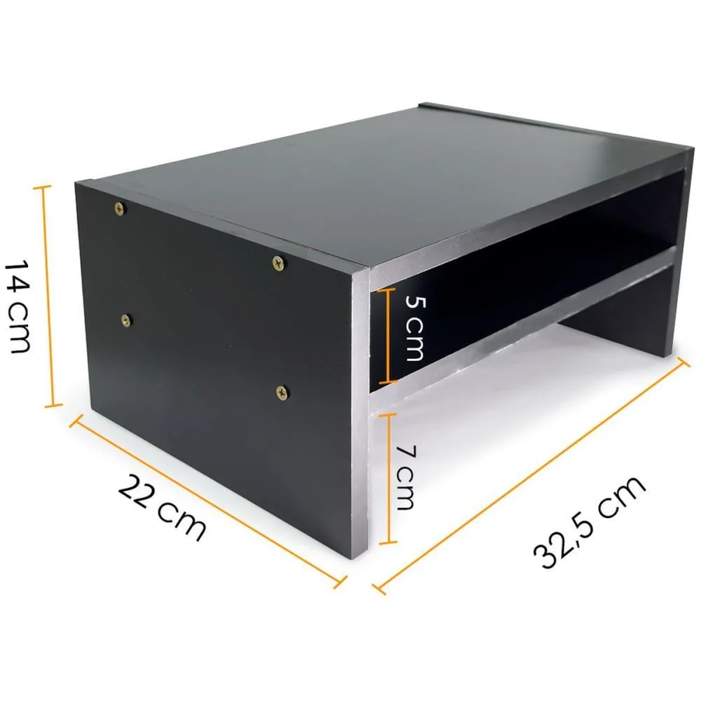 SUPORTE PARA MONITOR DUPLO MDF 32,5X22X14CM PRETO STALO (UNIDADE) - imagem 6