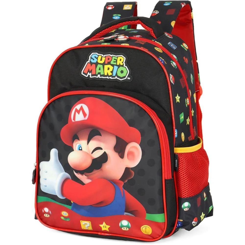 MOCHILA INFANTIL SUPER MARIO BROS G PRETA LUXCEL (UNIDADE) - imagem 3