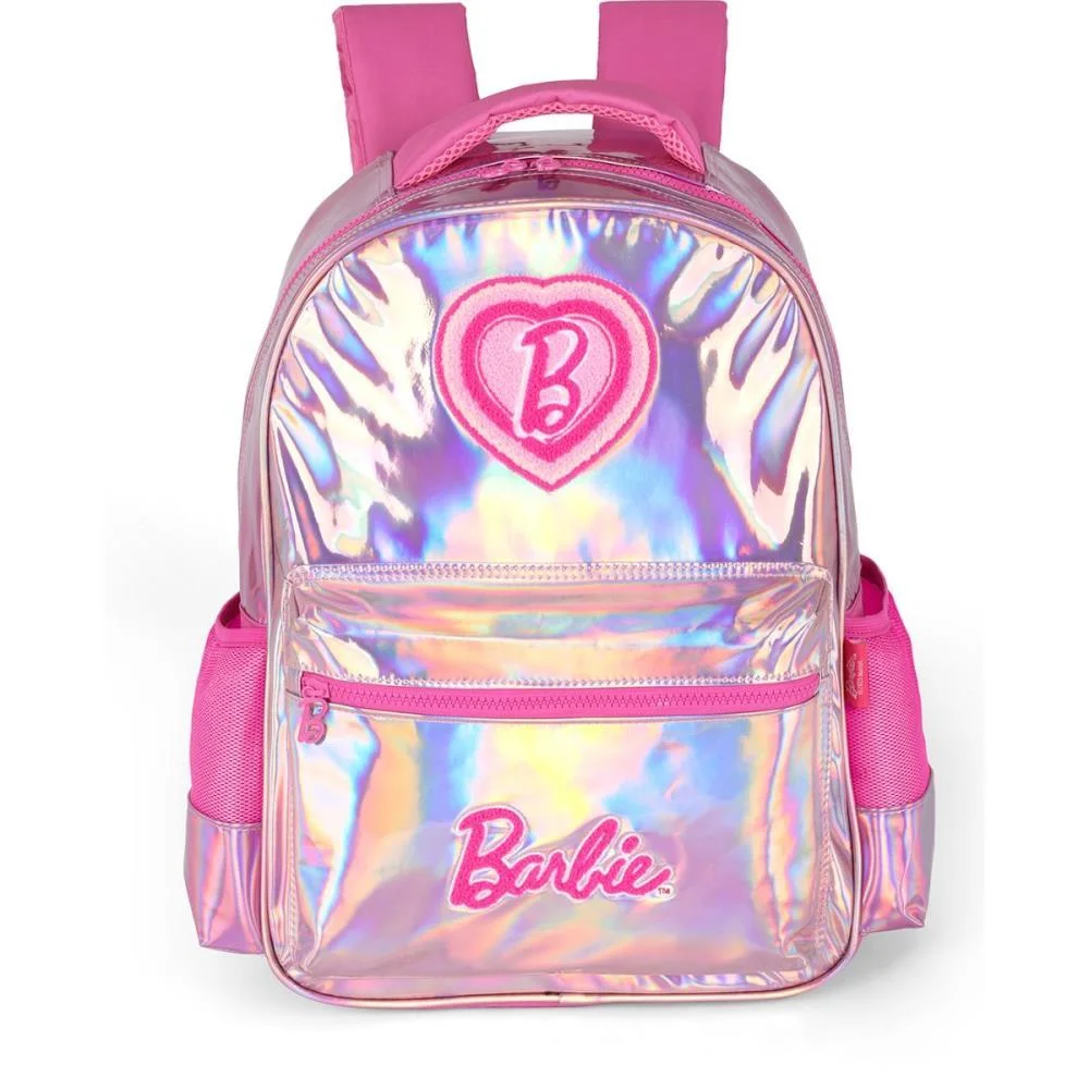 MOCHILA INFANTIL BARBIE PINK HOLOGRAFICO G LUXCEL (UNIDADE) - imagem 6