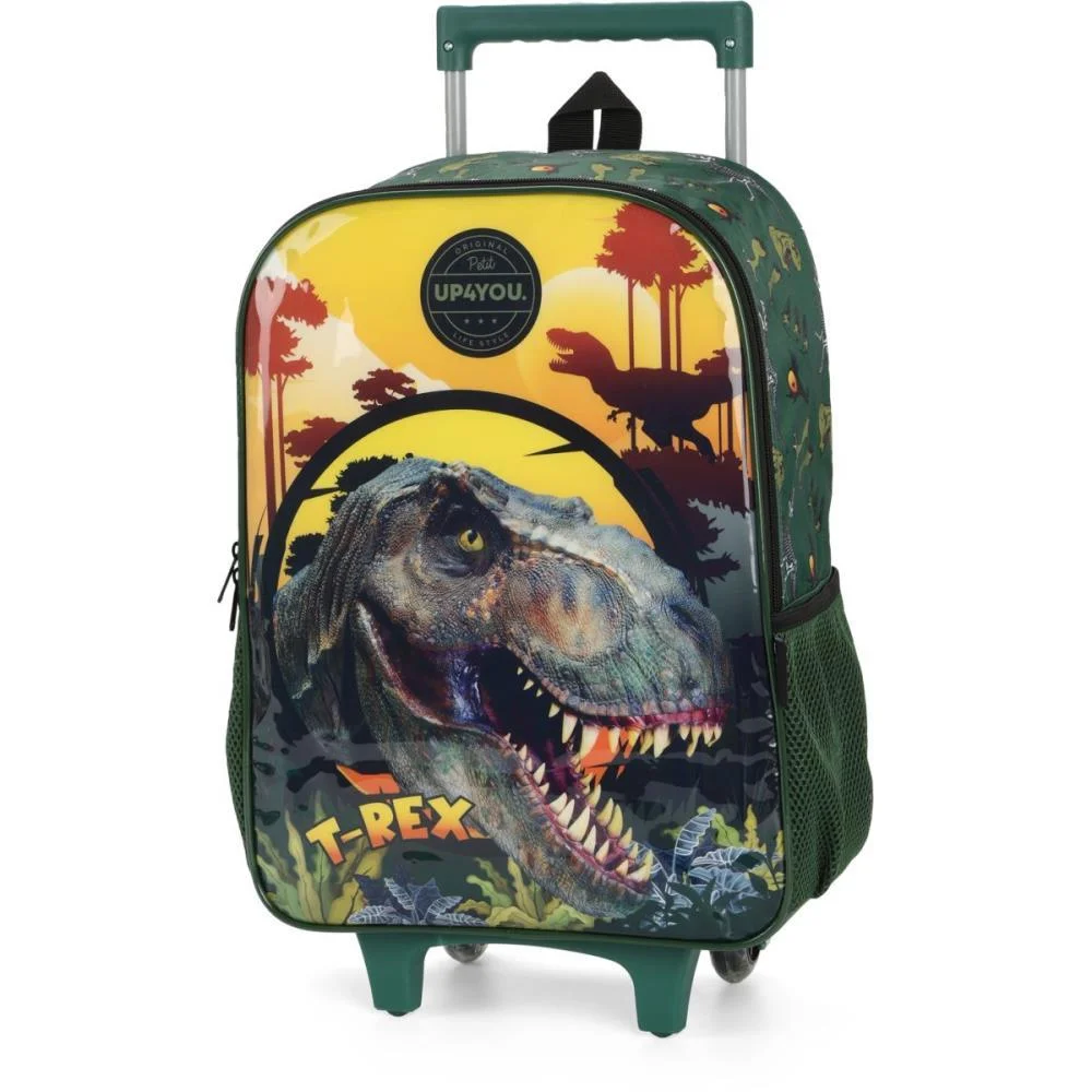MOCHILA INFANTIL COM RODINHA UP4YOU DINOSSAURO G VERDE LUXCEL (UNIDADE) - imagem 4