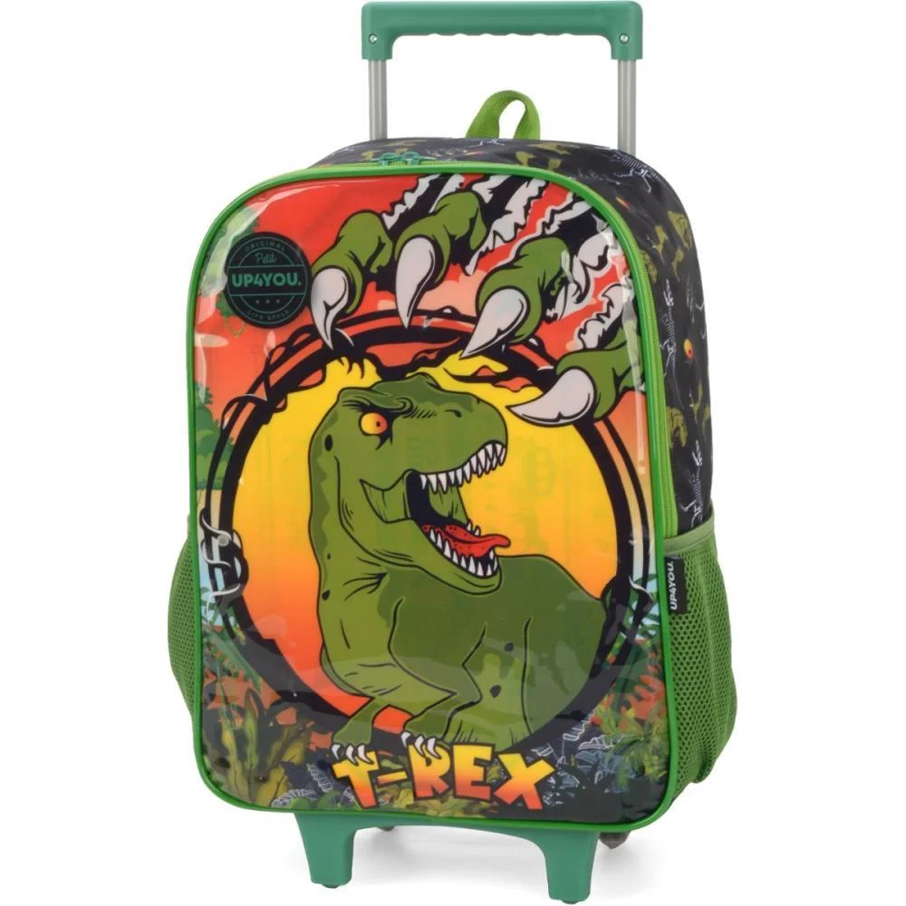 MOCHILA INFANTIL COM RODINHA UP4YOU DINOSSAURO G PRETA LUXCEL (UNIDADE) - imagem 4