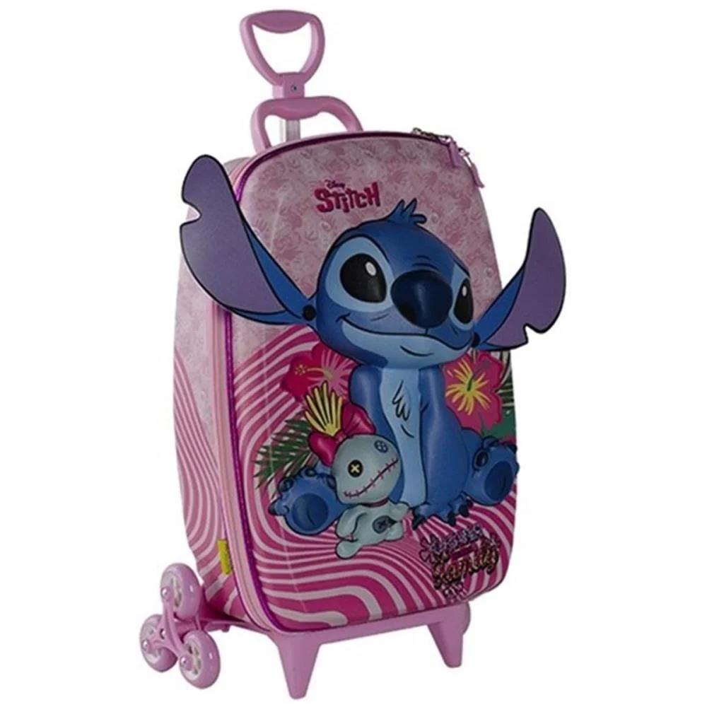 MOCHILA INFANTIL COM RODINHA STITCH ROSA MAXTOY (UNIDADE) - imagem 5