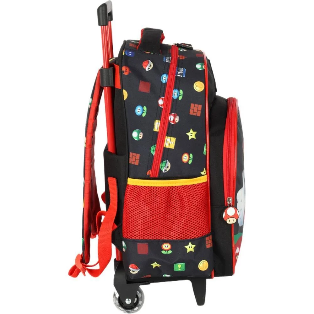 MOCHILA INFANTIL COM RODINHA SUPER MARIO BROS G PRETA LUXCEL (UNIDADE) - imagem 4